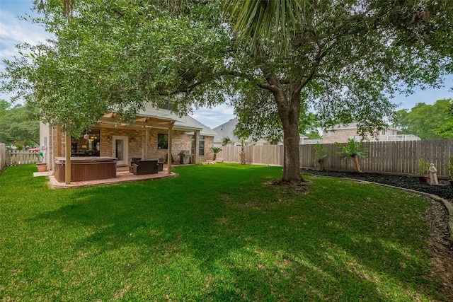14844 Pollux Dr, Willis, TX 77318 - view of yard featuring a hot tub and a patio