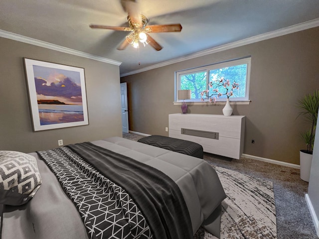 11106 Sagevalley Dr N, Houston, TX 77089 - carpeted bedroom featuring ornamental molding, baseboards, and ceiling fan