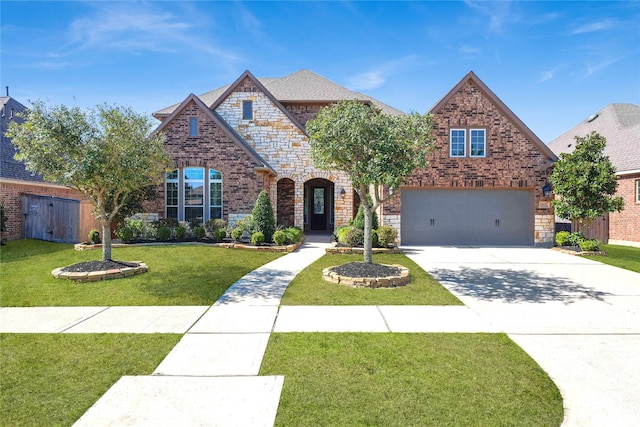 30622 Indigo Falls Dr, Brookshire, TX 77423 - view of front of property featuring brick siding, driveway, a front lawn, and a garage