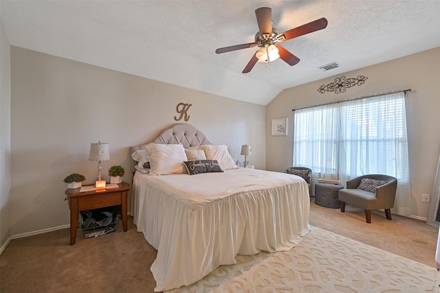 2910 Meridian Bay Ln, Dickinson, TX 77539 - bedroom featuring light carpet, lofted ceiling, baseboards, and a ceiling fan