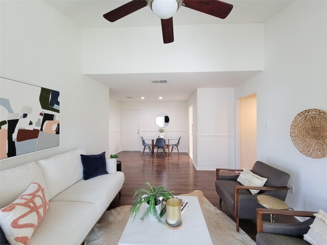 1201 Bering Dr Unit 44, Houston, TX 77057 - living area with wood finished floors and a ceiling fan