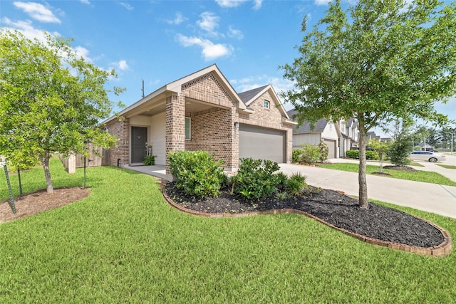 7258 Allendale Arbor Ct, Cypress, TX 77433 - view of front of home featuring brick siding, a front lawn, driveway, and an attached garage