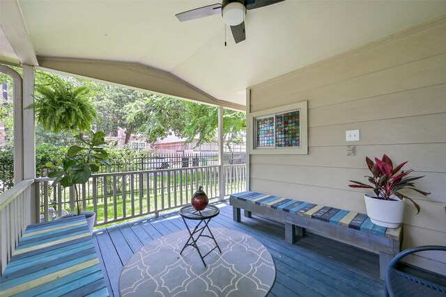 1731 W 22nd St, Houston, TX 77008 - wooden deck featuring ceiling fan and fence