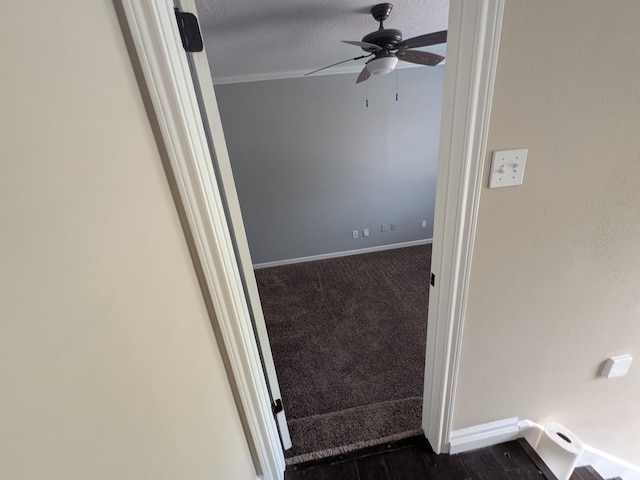 10067 Lazy Meadows Dr, Houston, TX 77064 - empty room featuring ceiling fan, baseboards, and dark carpet