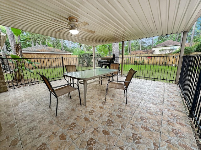 17407 Majestic Forest Dr, Spring, TX 77379 - view of patio / terrace featuring outdoor dining area and a ceiling fan