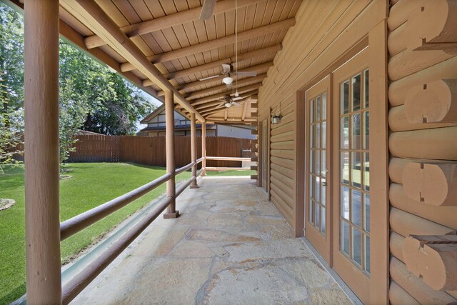 1000 W Polk St, Livingston, TX 77351 - view of patio / terrace with french doors and ceiling fan