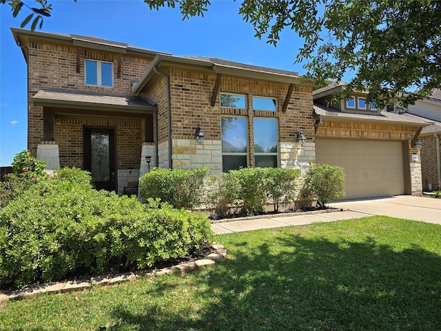 3207 Karleigh Way, Richmond, TX 77406 - view of front of property with driveway, an attached garage, a front lawn, and brick siding