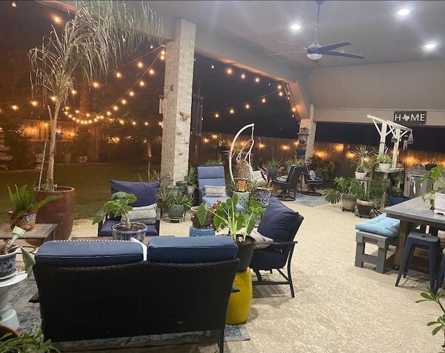 3607 Brook St, Rosharon, TX 77583 - view of patio / terrace featuring outdoor dining space, a ceiling fan, and an outdoor living space
