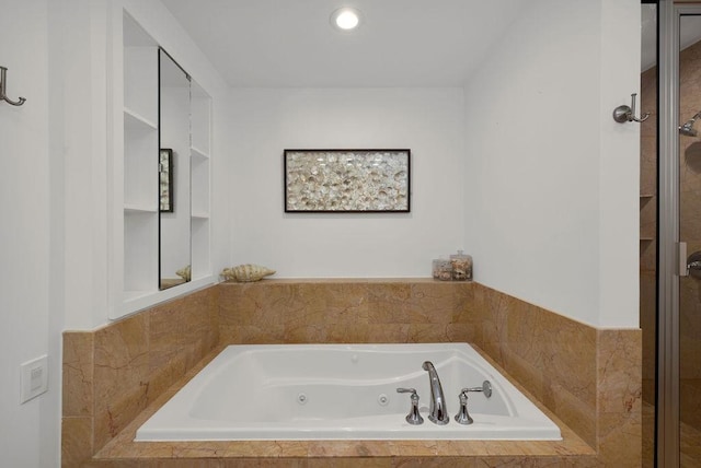 310 Padre Blvd Unit 2305, South Padre Island, TX 78597 - full bathroom with a tub with jets and recessed lighting