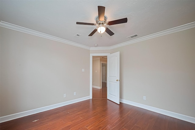 2409 Spears Dr, Humble, TX 77396 - spare room with a ceiling fan, baseboards, wood finished floors, and ornamental molding