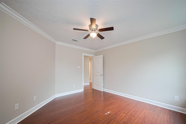 2409 Spears Dr, Humble, TX 77396 - spare room featuring a ceiling fan, baseboards, wood finished floors, and crown molding