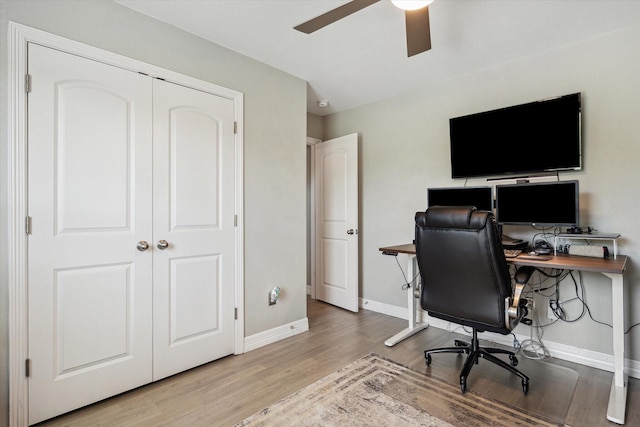 1623 25th St, Dickinson, TX 77539 - office space with ceiling fan, wood finished floors, and baseboards