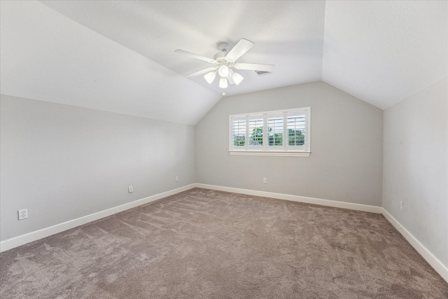 4012 Ruskin St, Houston, TX 77005 - bonus room with carpet flooring, lofted ceiling, a ceiling fan, and baseboards