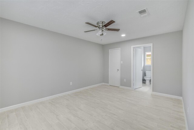 4614 Wee Lassie Ln, Houston, TX 77084 - spare room featuring a ceiling fan, baseboards, recessed lighting, and light wood-type flooring