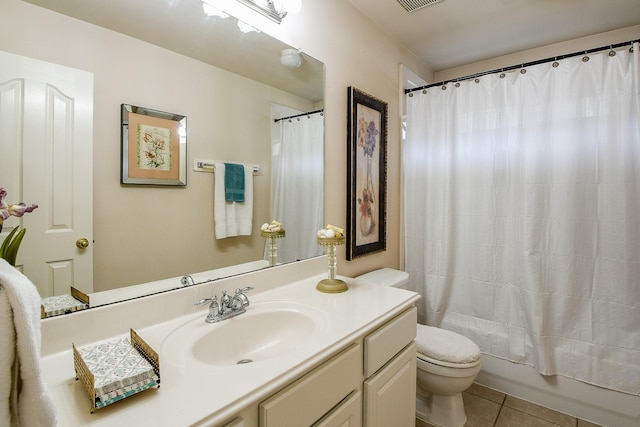 16211 Fleethaven Ln, Houston, TX 77084 - bathroom with tile patterned floors, toilet, vanity, and shower / bath combo