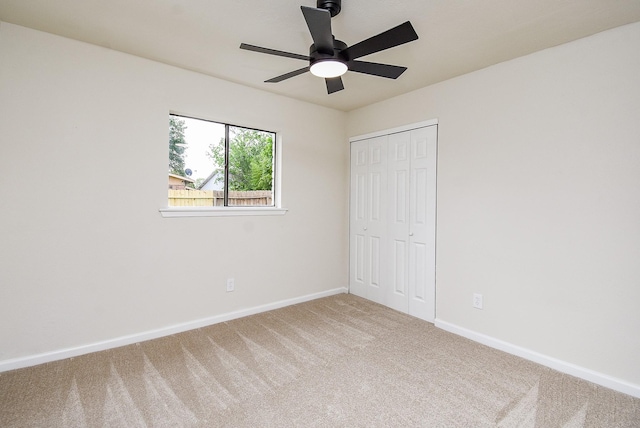 7227 La Granada Dr, Houston, TX 77083 - unfurnished bedroom with carpet flooring, baseboards, a closet, and a ceiling fan