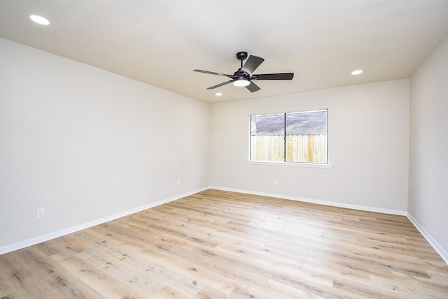 7227 La Granada Dr, Houston, TX 77083 - unfurnished room featuring wood finished floors, ceiling fan, baseboards, and recessed lighting