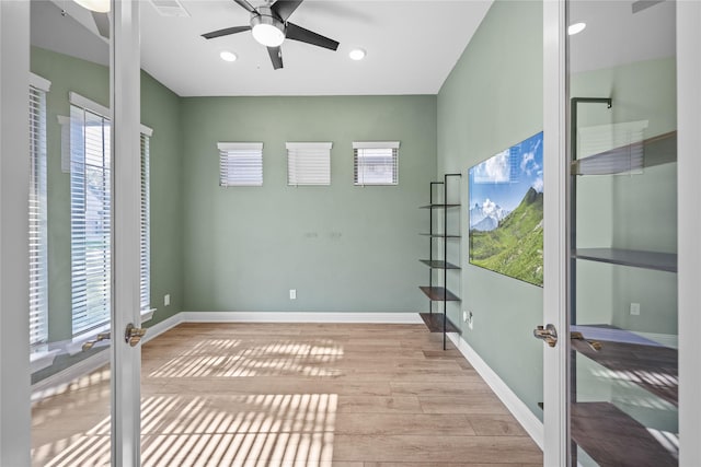 4325 Victoria Pine Dr, Spring, TX 77386 - unfurnished room featuring ceiling fan, light wood-style flooring, baseboards, and recessed lighting