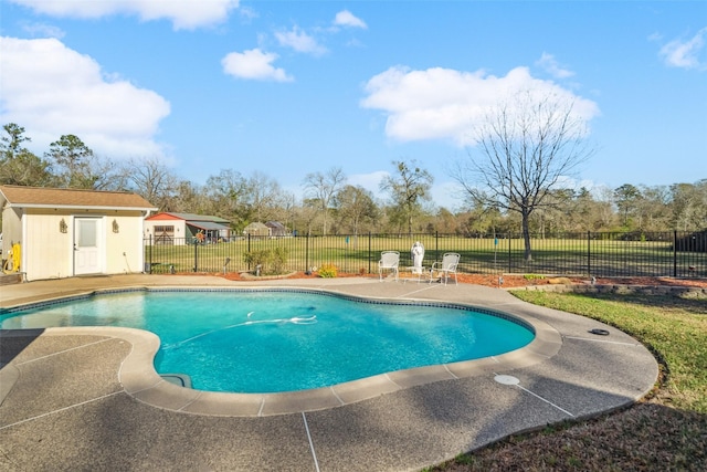 96 Fm 2550th Rd, Huntsville, TX 77320 - view of pool featuring fence, a patio, an outbuilding, and a storage shed