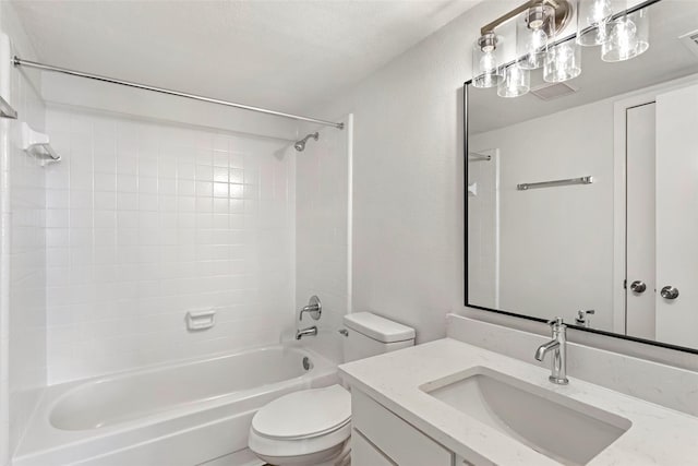 5524 Beverlyhill St Unit 4, Houston, TX 77056 - bathroom featuring toilet, shower / tub combination, vanity, and a textured wall