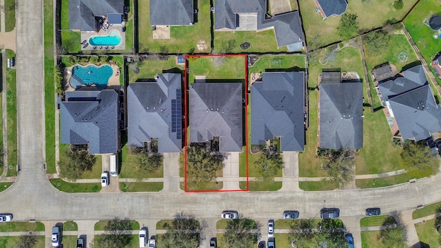 15122 Heron Meadow Ln, Cypress, TX 77429 - aerial perspective of suburban area with property boundaries highlighted and a pool