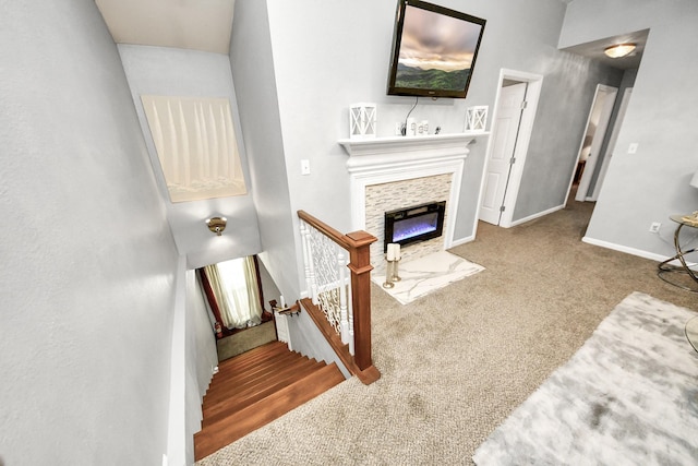 1576 Belle Terre Rd, Huffman, TX 77336 - carpeted living area with a tile fireplace and baseboards