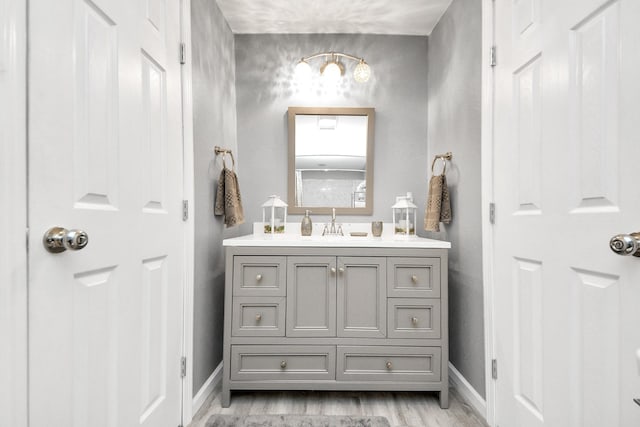 1576 Belle Terre Rd, Huffman, TX 77336 - bathroom featuring baseboards, vanity, and wood finished floors