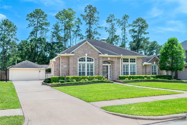 view of front of home with brick siding and a garage