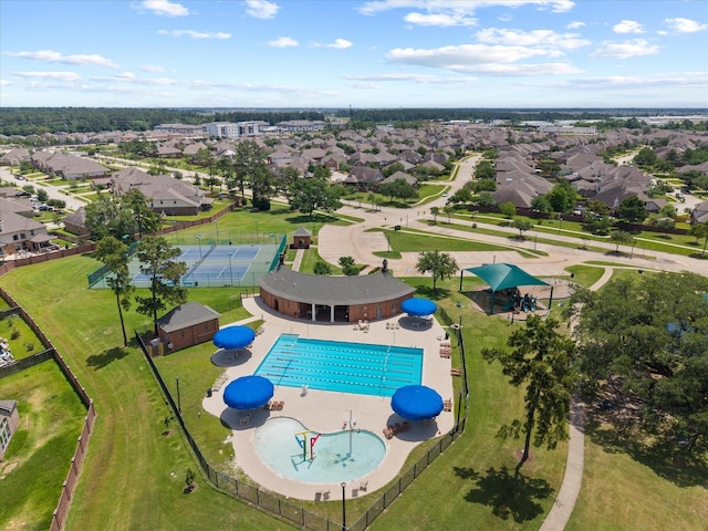 22603 Blanefield Ct, Tomball, TX 77375 - aerial view of residential area featuring a pool