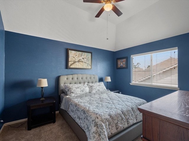 22603 Blanefield Ct, Tomball, TX 77375 - carpeted bedroom with high vaulted ceiling, a ceiling fan, and baseboards