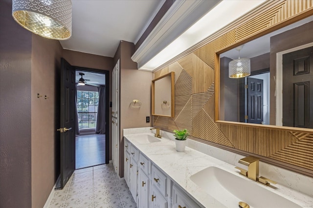 24615 Mount Auburn Dr, Katy, TX 77494 - full bath featuring baseboards, tile patterned floors, and double vanity