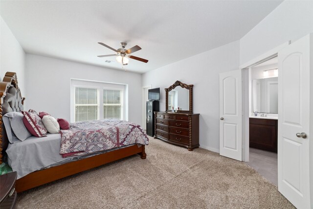 6815 Bardsdale Ct, Rosharon, TX 77583 - bedroom with light carpet, a ceiling fan, and baseboards