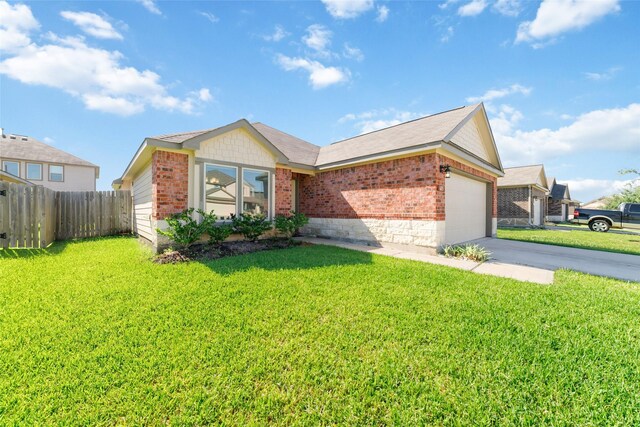 6815 Bardsdale Ct, Rosharon, TX 77583 - ranch-style home featuring brick siding, a garage, and concrete driveway