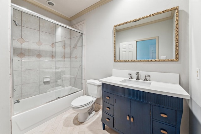 1 Exbury Way, Houston, TX 77056 - full bath with crown molding, toilet, shower / bath combination with glass door, and vanity