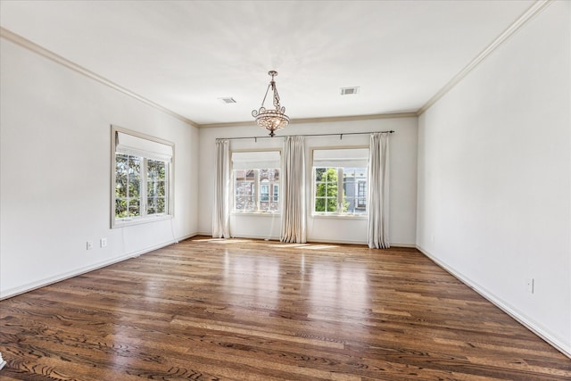 1 Exbury Way, Houston, TX 77056 - unfurnished room featuring crown molding, wood finished floors, baseboards, and a chandelier