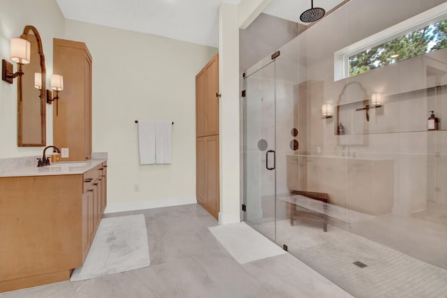 6114 E Bluff Ct, Magnolia, TX 77354 - full bathroom featuring a stall shower and vanity