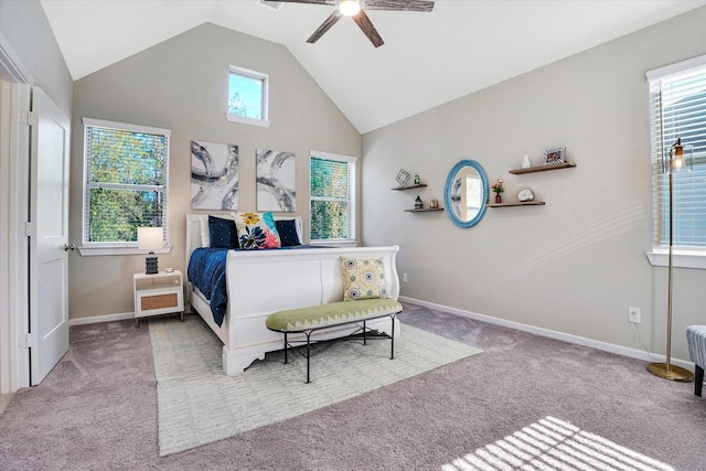 477 Long Leaf Pine Dr, Montgomery, TX 77316 - bedroom featuring carpet flooring, multiple windows, baseboards, and high vaulted ceiling