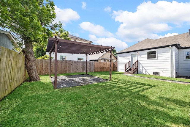 5120 Leeland St, Houston, TX 77023 - view of yard with entry steps, a pergola, and a patio area