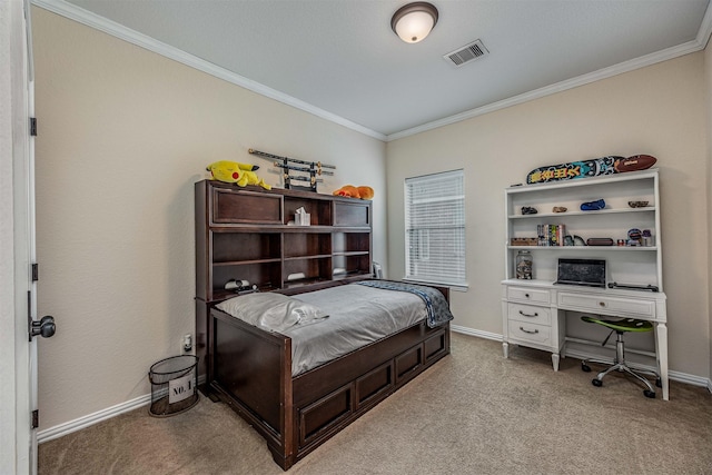 4818 Connor Dr, Baytown, TX 77521 - carpeted bedroom with crown molding and baseboards