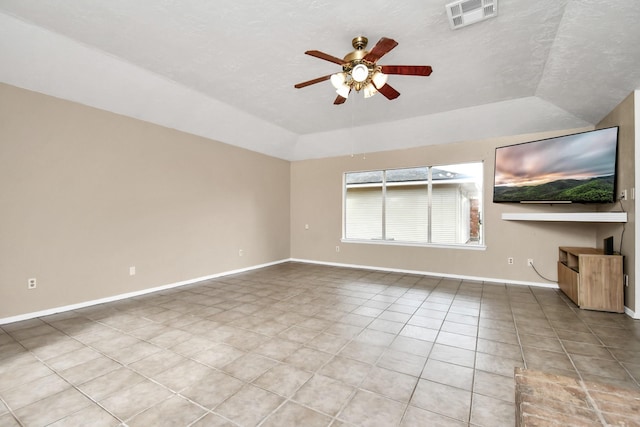 1207 Martingale Ct, Crosby, TX 77532 - unfurnished living room featuring ceiling fan, light tile patterned floors, baseboards, and a raised ceiling