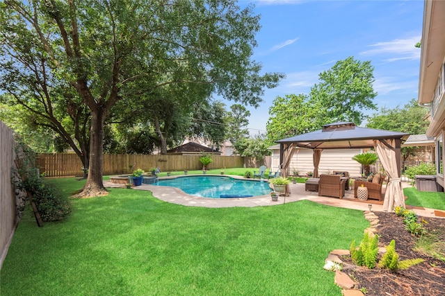 8223 Bairnsdale Ln, Houston, TX 77070 - view of swimming pool featuring outdoor lounge area, a gazebo, and a patio area