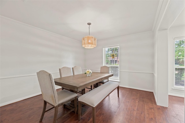 8223 Bairnsdale Ln, Houston, TX 77070 - dining area with hardwood / wood-style flooring, crown molding, baseboards, and a chandelier
