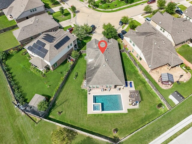 20735 Cactus Lake Ln, Richmond, TX 77407 - aerial view of property and surrounding area featuring nearby suburban area and a pool
