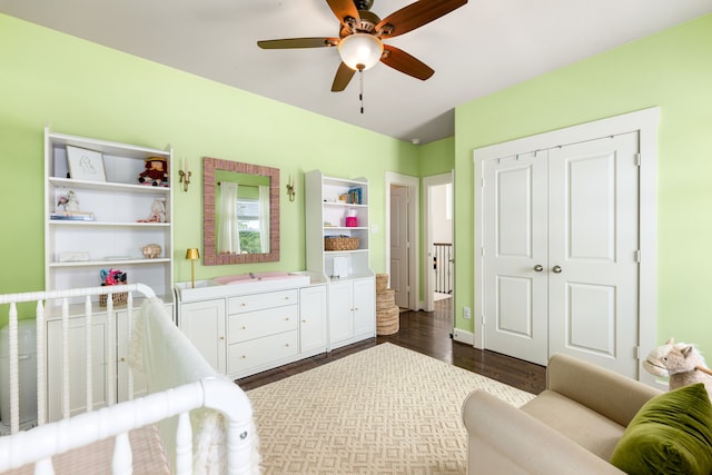 829 Wakefield Dr Unit A, Houston, TX 77018 - bedroom with dark wood-style floors, a closet, and ceiling fan