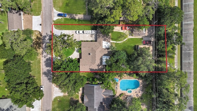 13111 Oak Plaza Dr, Cypress, TX 77429 - aerial view of property's location featuring a pool area and property parcel outlined