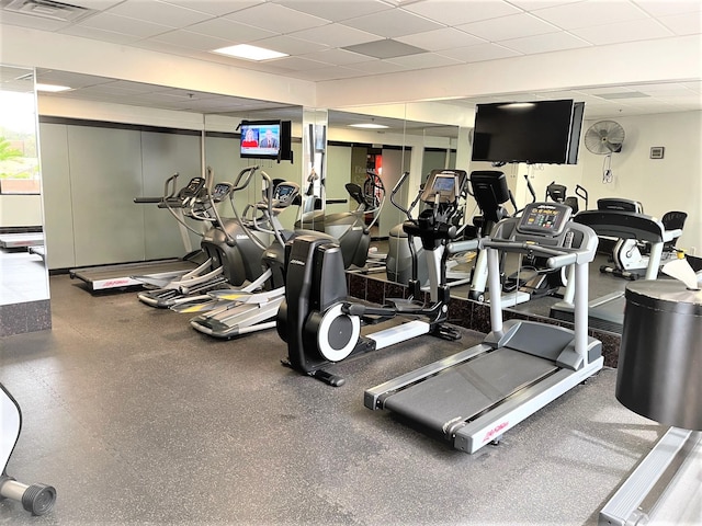 3525 Sage Rd Unit 404, Houston, TX 77056 - workout area featuring a drop ceiling