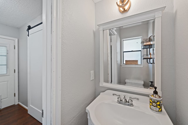 22338 Prince George St, Katy, TX 77449 - half bath featuring a sink, a textured ceiling, wood finished floors, and toilet