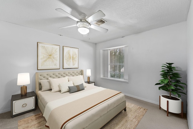 22338 Prince George St, Katy, TX 77449 - bedroom featuring carpet, a textured ceiling, baseboards, and a ceiling fan