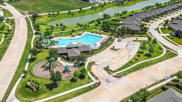 7438 Victoria Brook Trce, Richmond, TX 77407 - aerial view of a large body of water and a pool area