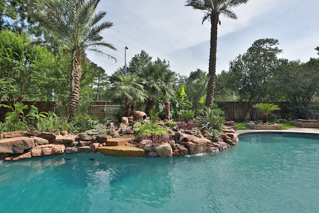 12923 Hunterfield Dr, Cypress, TX 77429 - view of swimming pool featuring a fenced backyard